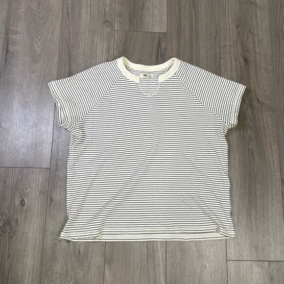 Madewell Split Neck Raglan Sleeve Striped Tshirt US Women's S New - Picture 2 of 6